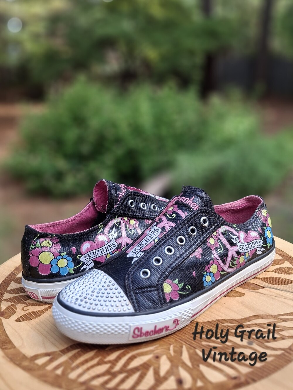 VTG Y2K Skechers Women's Black/Pink Twinkle Toes Shuffles Glutterazzi Sneakers 8